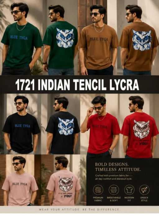 5- Blue Tyga Oversized Graphic T-Shirt – Owl Print (Green, Brown, Black, Red, Pink)