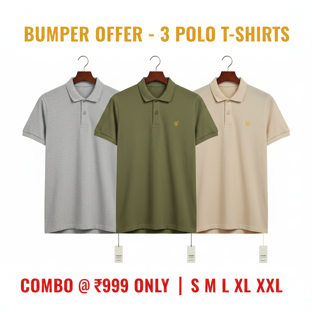 Polo Combo Ad – Light Grey, Olive Green, Beige